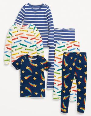 Unisex 6-Piece Printed Pajama Set for Toddler & Baby white