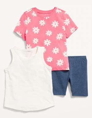 T-Shirt, Tank Top & Biker Shorts 3-Pack for Toddler Girls pink
