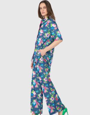 Double Floral Patterned Pants and Blouse Set