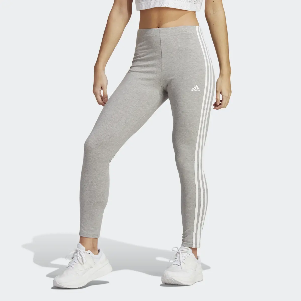 Adidas Essentials 3-Stripes High-Waisted Single Jersey Leggings. 1