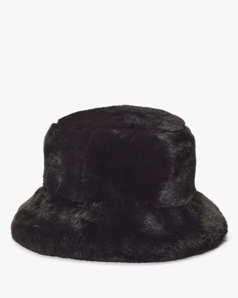 Kate Spade Faux Fur Long Brim Bucket Hat. 2