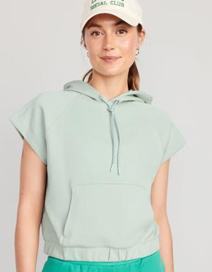 Old Navy Dynamic Fleece Short-Sleeve Pullover Hoodie for Women green