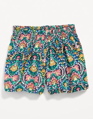 Matching Printed Smocked-Waist Pull-On Shorts for Baby blue