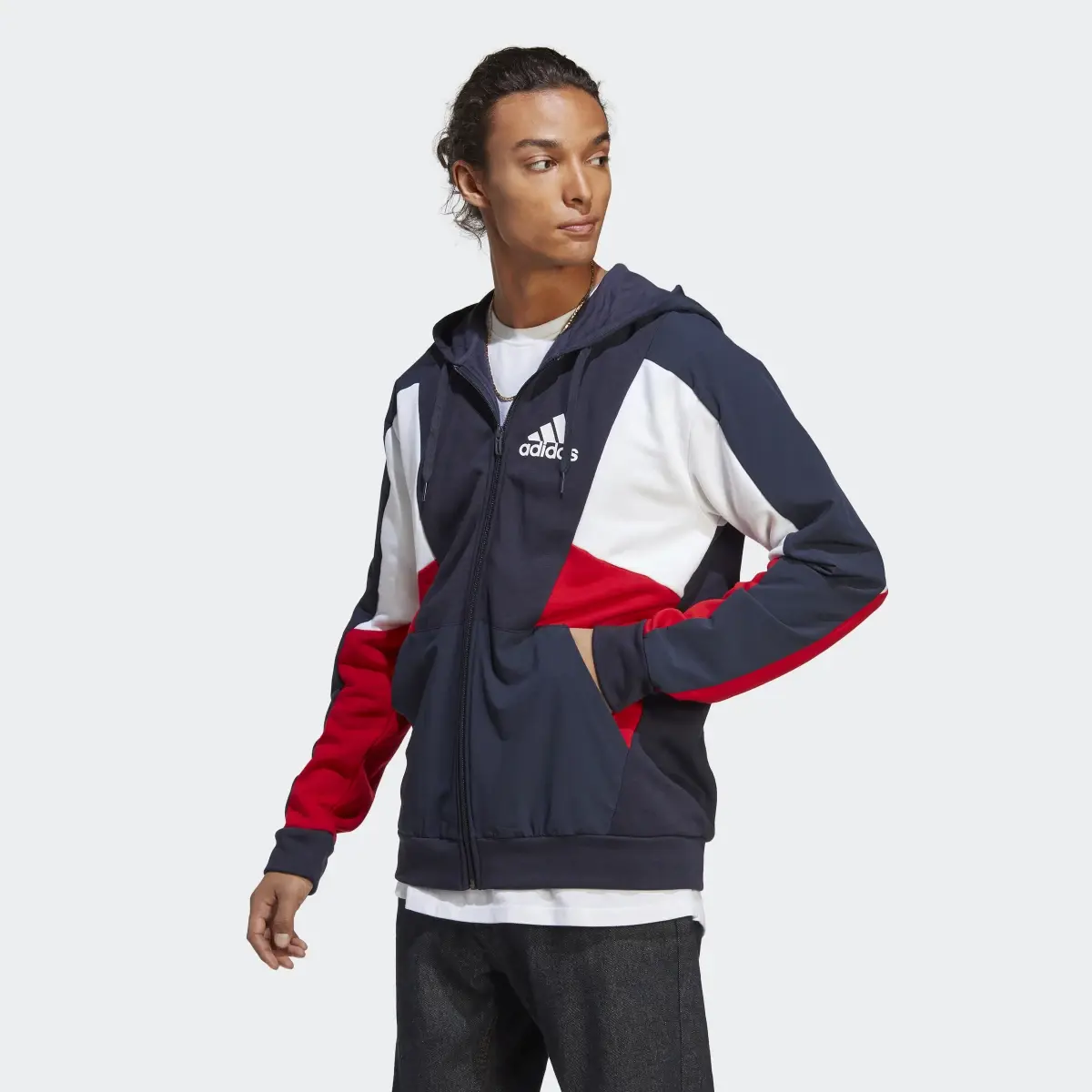 Adidas Essentials Colorblock Full-Zip Hoodie. 2