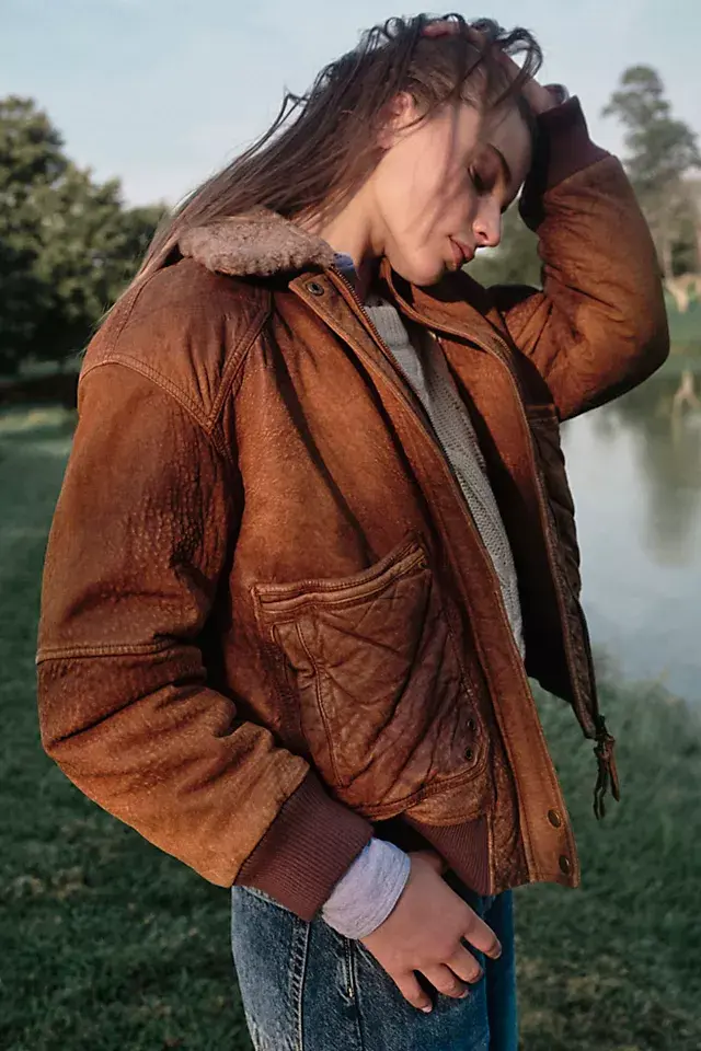 Free People Sundown Leather Aviator Jacket. 2