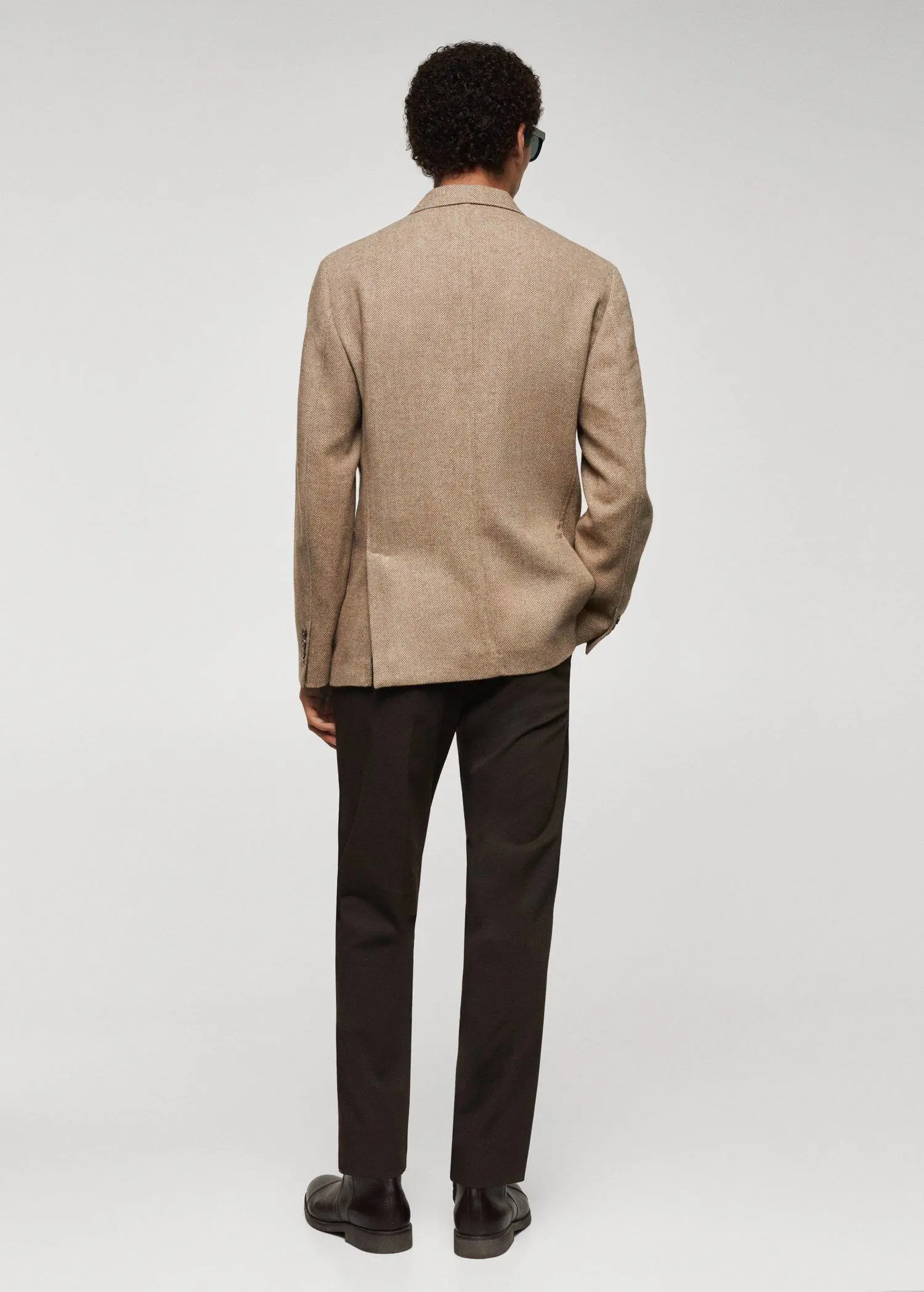 Mango Slim-fit herringbone wool suit jacket. 3