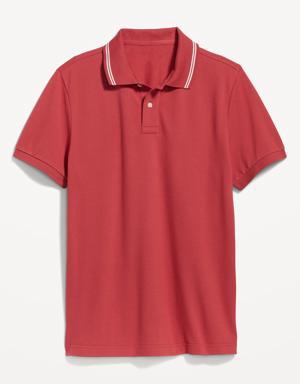 Tipped-Collar Classic Fit Pique Polo for Men red