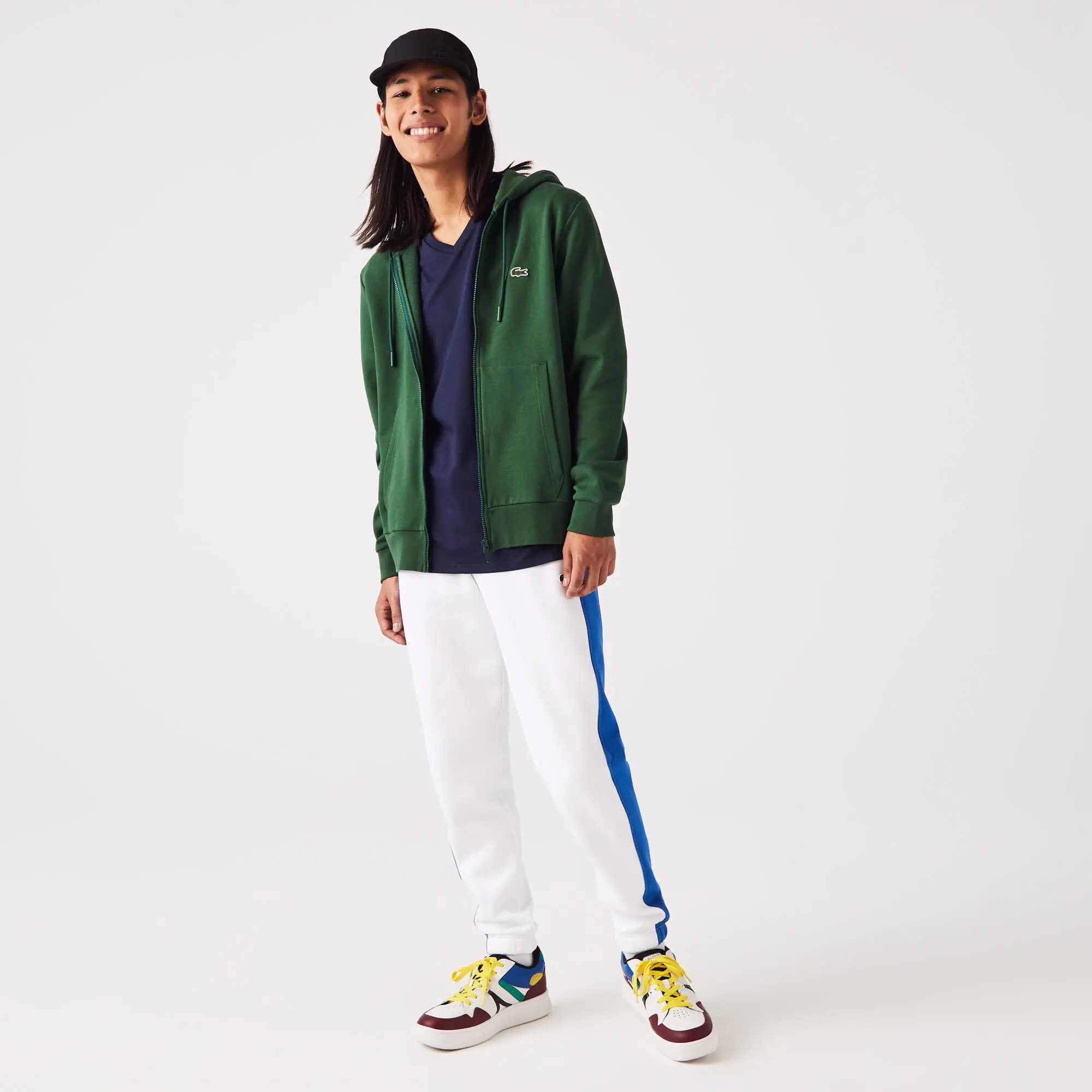 Lacoste Men's Kangaroo Pocket Zip-Up Fleece Hoodie. 1 Lacoste Men's Kangaroo Pocket Zip-Up Fleece Hoodie. 1