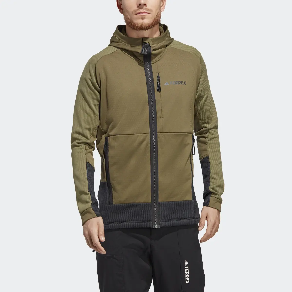 Adidas Terrex Tech Flooce Hooded Hiking Fleece Jacket. 1