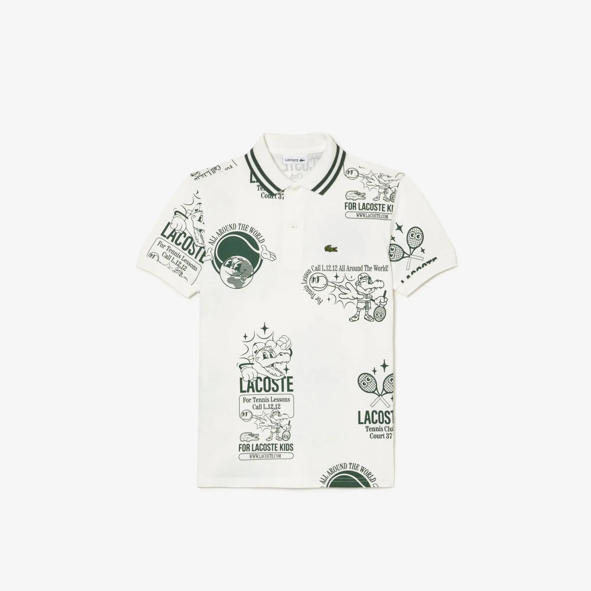 Lacoste Graphic Print Cotton Polo Shirt. 1