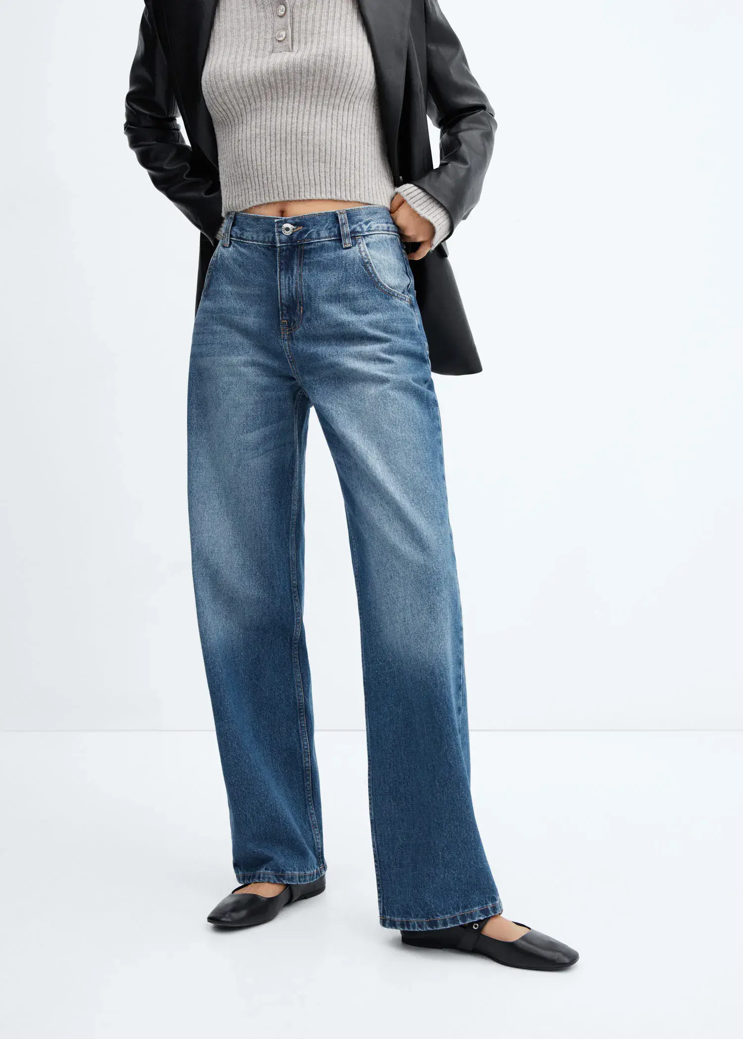 Mango Low waist wideleg jeans. 1