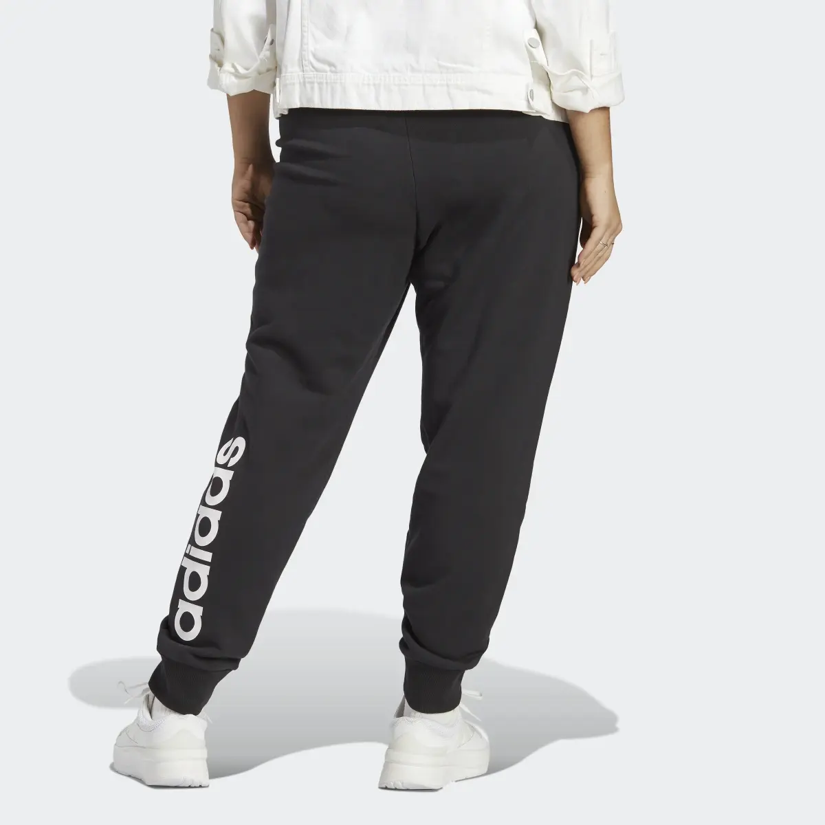 Adidas Essentials Linear French Terry Cuffed Pants (Plus Size). 2