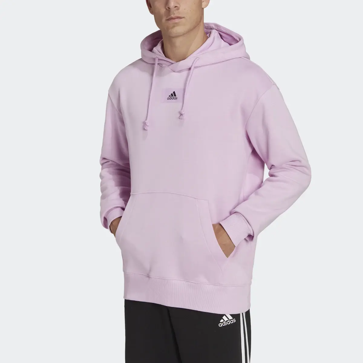 Adidas Essentials FeelVivid Cotton Fleece Drop Shoulder Hoodie. 1