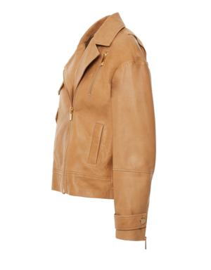 Brown Leather Jacket With Zipper Accessories