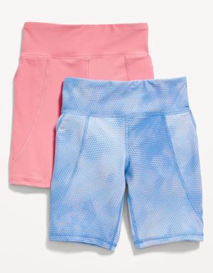 Old Navy High-Waisted PowerSoft Biker Shorts 2-Pack for Girls pink