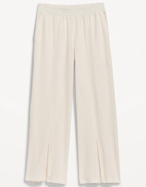 High-Waisted StretchTech Split-Front Wide-Leg Ankle Pants for Women beige