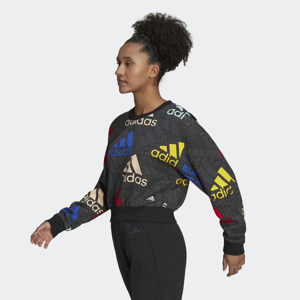 Adidas Essentials Multi-Colored Logo Crop Sweatshirt. 3