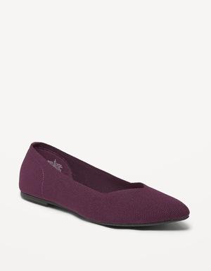 Textured-Knit Pointy-Toe Ballet Flats for Women