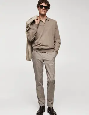 Slim-fit cotton micro-houndstooth slim-fit trousers