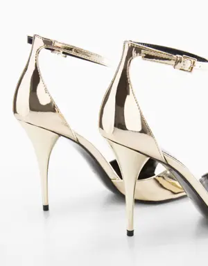 Metallic heel sandals