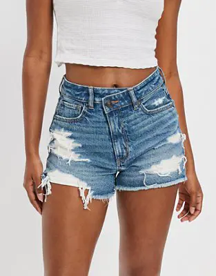 American Eagle Strigid Denim Mom Short. 1