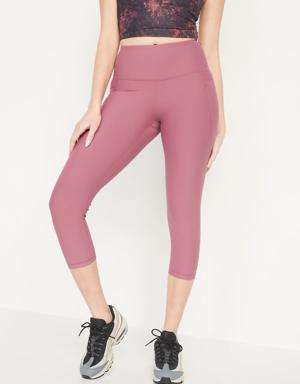 Old Navy High-Waisted PowerSoft Crop Leggings for Women pink