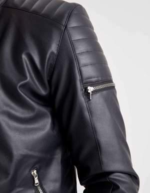 Defacto Suni Deri Slim Fit Dik Yaka Mont. 3 Defacto Suni Deri Slim Fit Dik Yaka Mont. 3