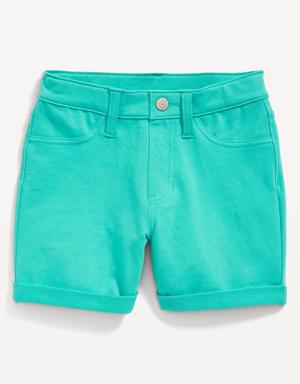 French Terry Rolled-Cuff Midi Shorts for Girls blue