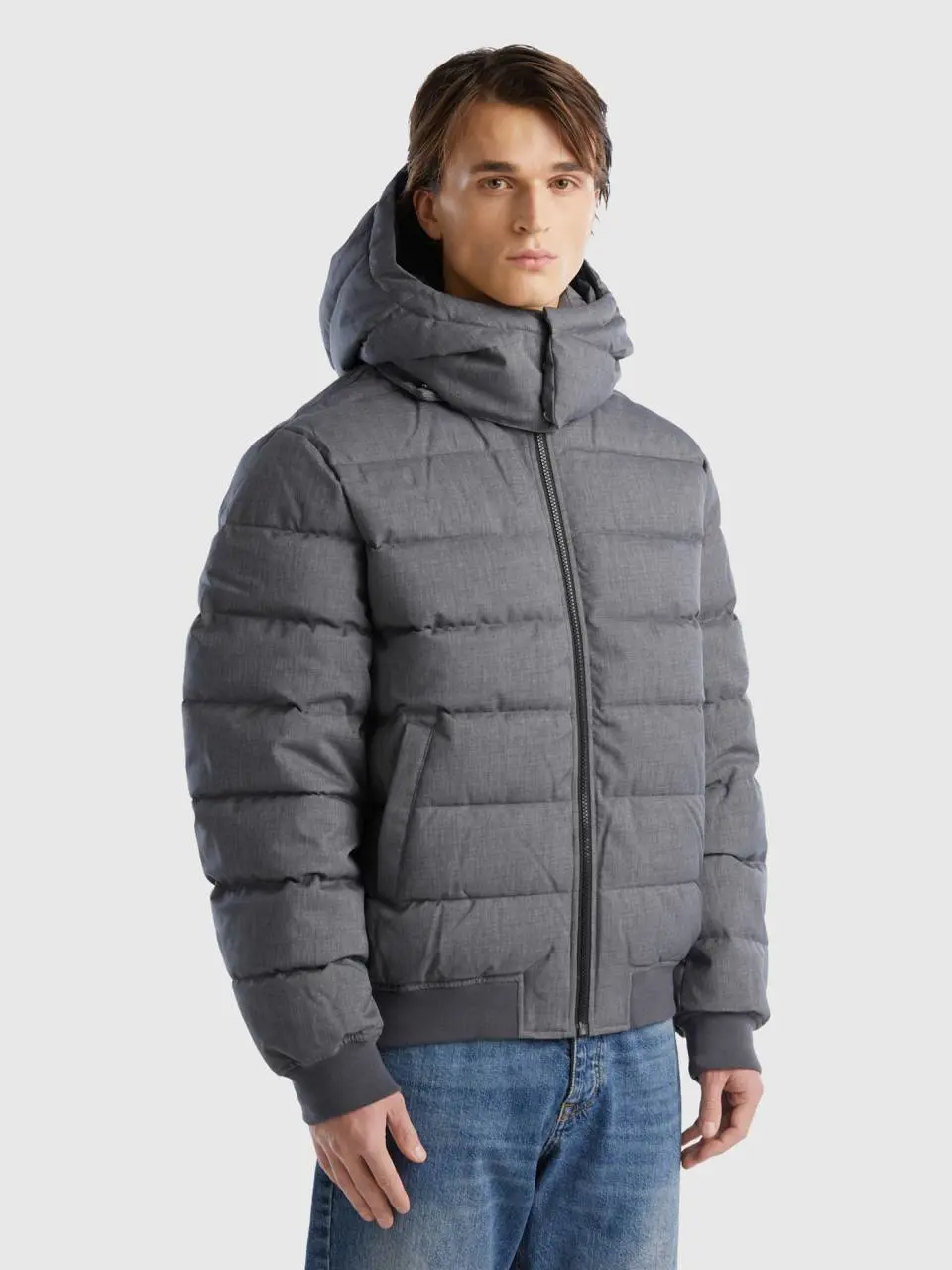 Benetton short padded jacket with detachable hood. 1
