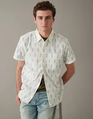 American Eagle Printed Button-Up Resort Shirt. 1