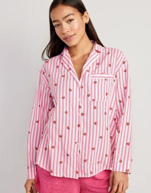 Matching Button-Down Pajama Top for Women red