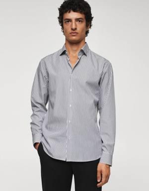 Mango Slim fit striped cotton shirt