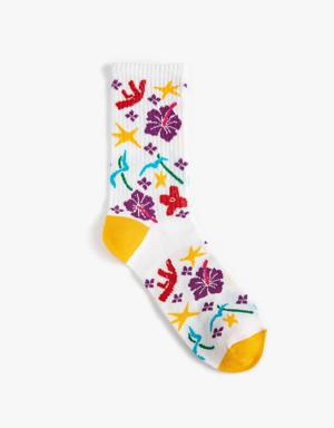 Çiçekli Soket Çorap İşleme Detaylı