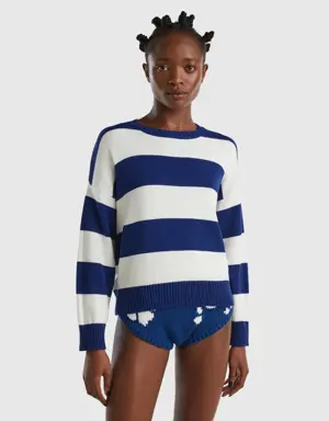 striped sweater in tricot cotton