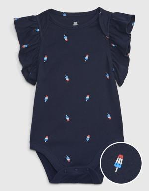Gap Baby 100% Organic Cotton Mix and Match Flutter Sleeve Bodysuit blue
