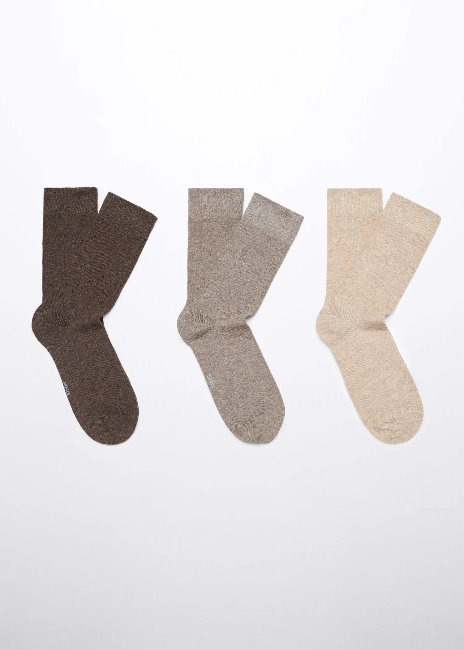 Mango Pack of 3 cotton socks. three pairs of different colored socks on top of each other. 