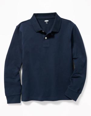 School Uniform Long-Sleeve Polo Shirt for Boys blue