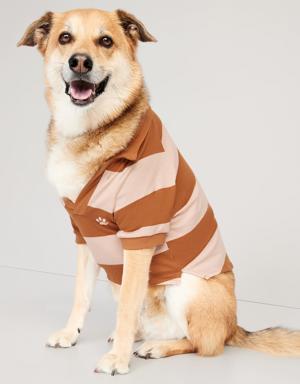 Striped Jersey-Knit Polo Shirt for Pets yellow