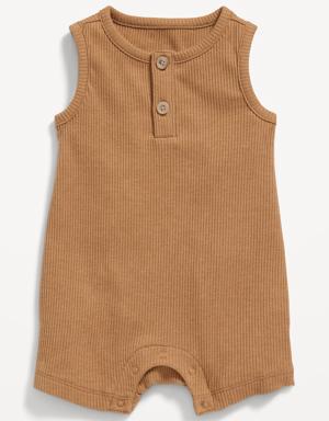 Old Navy Unisex Sleeveless Rib-Knit Henley Romper for Baby yellow