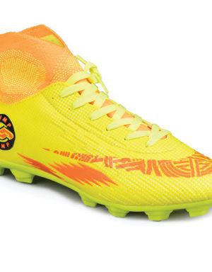 28365 Neon Sarı - Turuncu Çim - Halı Saha Çoraplı Krampon Futbol Ayakkabısı