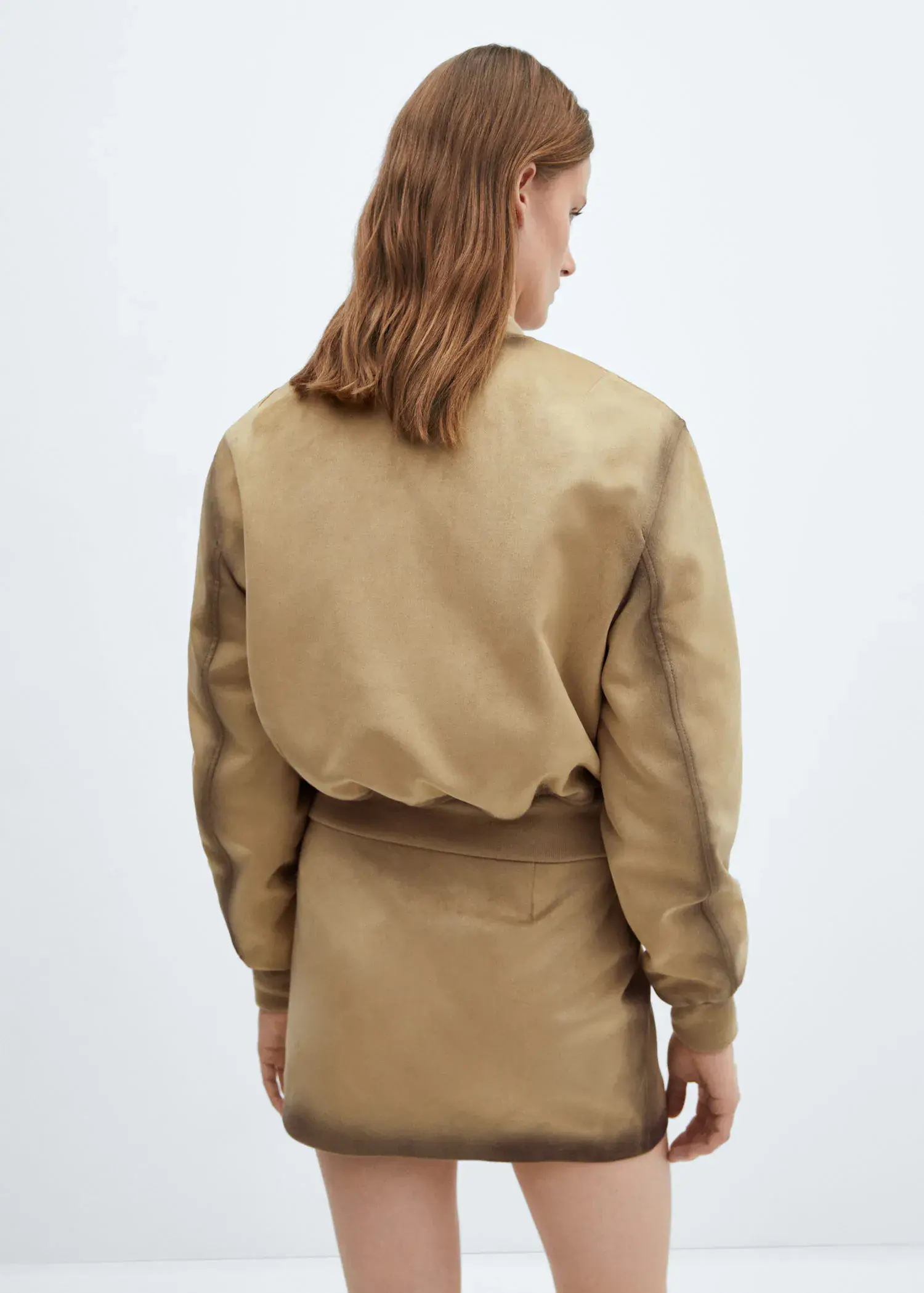 Mango Worn leather-effect bomber jacket. 3