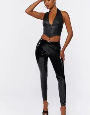 Forever 21 Faux Patent Leather Leggings Black
