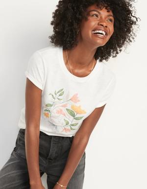Short-Sleeve EveryWear Graphic T-Shirt for Women white