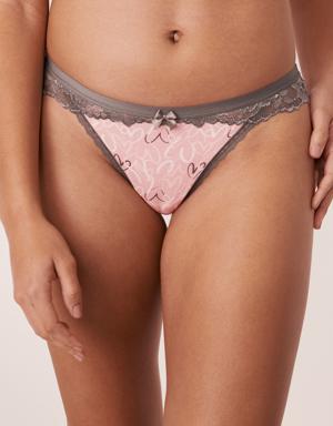 Cotton and Scalloped Trim Thong Panty