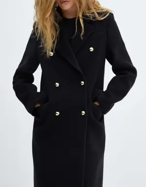 Wool double-breasted coat with buttons