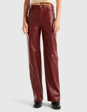 trousers in imitation leather fabric
