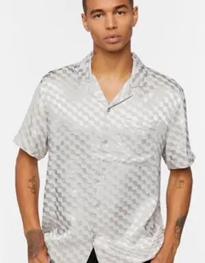 Forever 21 Satin Checkered Shirt Grey