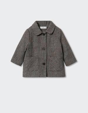 Herringboned fabric coat
