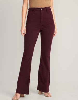 Higher High-Waisted Pop-Color Flare Jeans for Women red