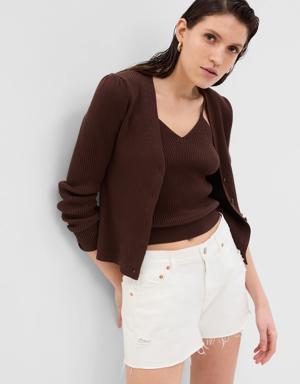 Rib Cardigan brown